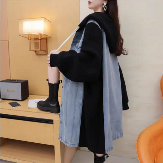 AOLSIN Strickjacke Kapuze - Lang, Polyester, Lässig