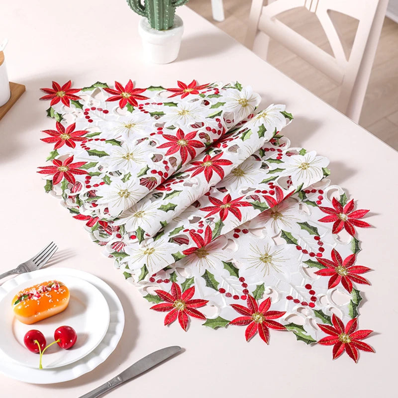 Neutral Table Decorations For Christmas Holly Luxury X Table Embroidered Inch Runner Table Christmas 70 15 Water Tablecloth