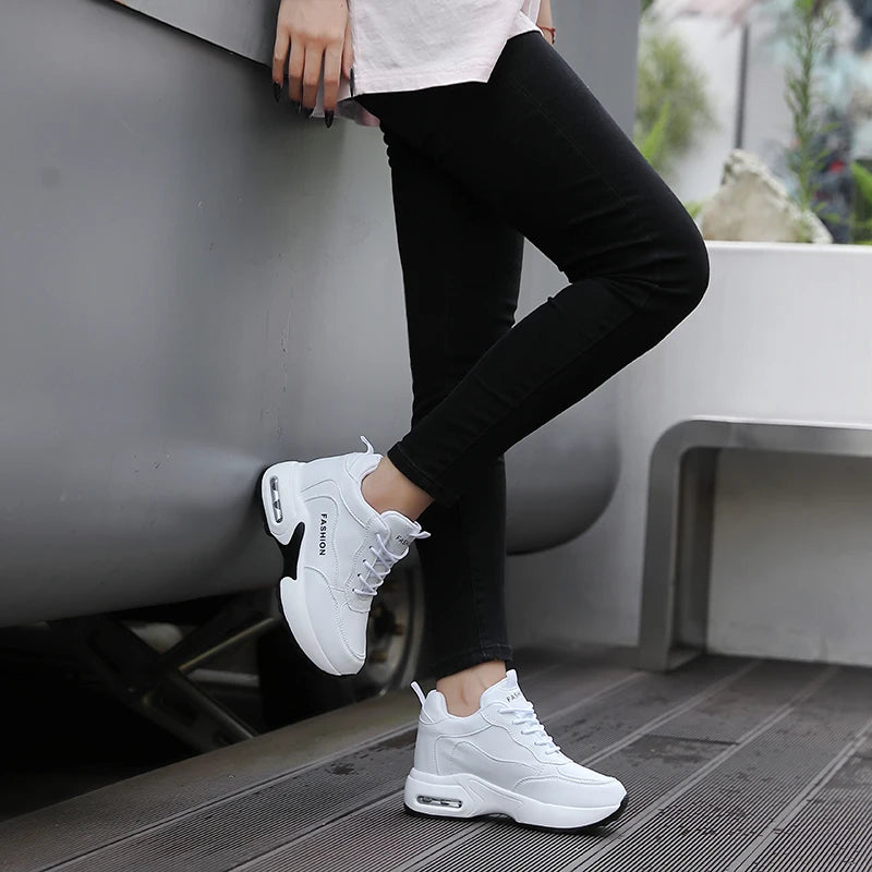 Women Sneakers Thick Soled White Height Increasing High-quality Sports Trend Fashion Walking Breathable Casual Shoes for Women