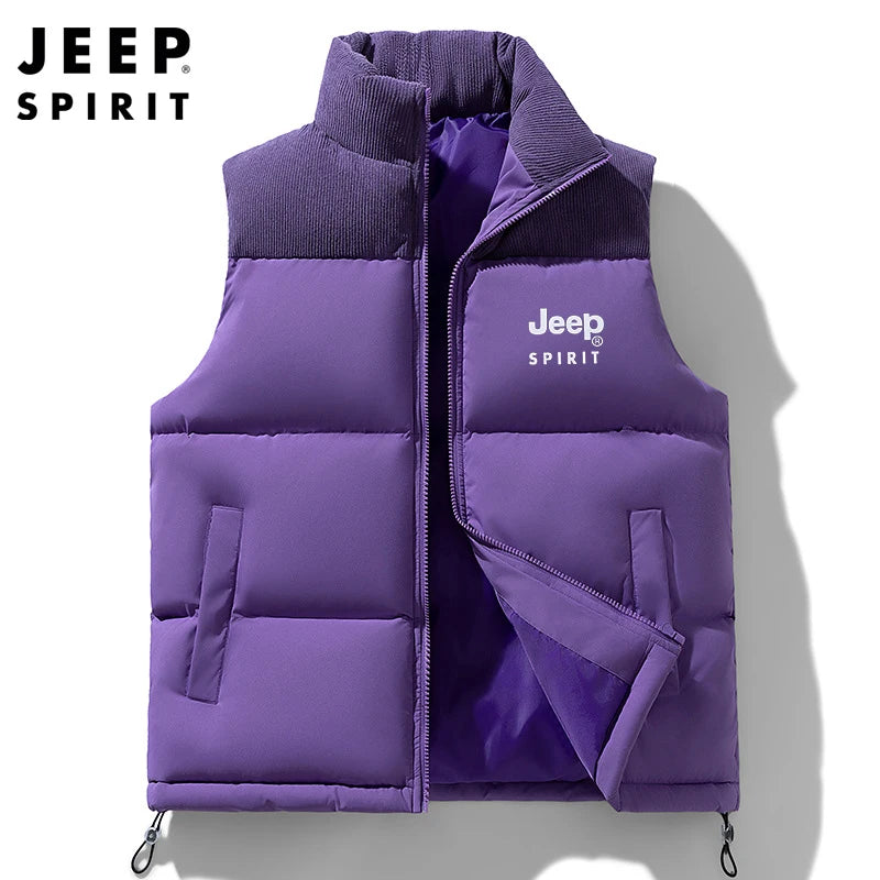 JEEP SPIRIT Herren Stehkragen Weste - Größe Regulär, Material Baumwolle, Gewicht Leicht