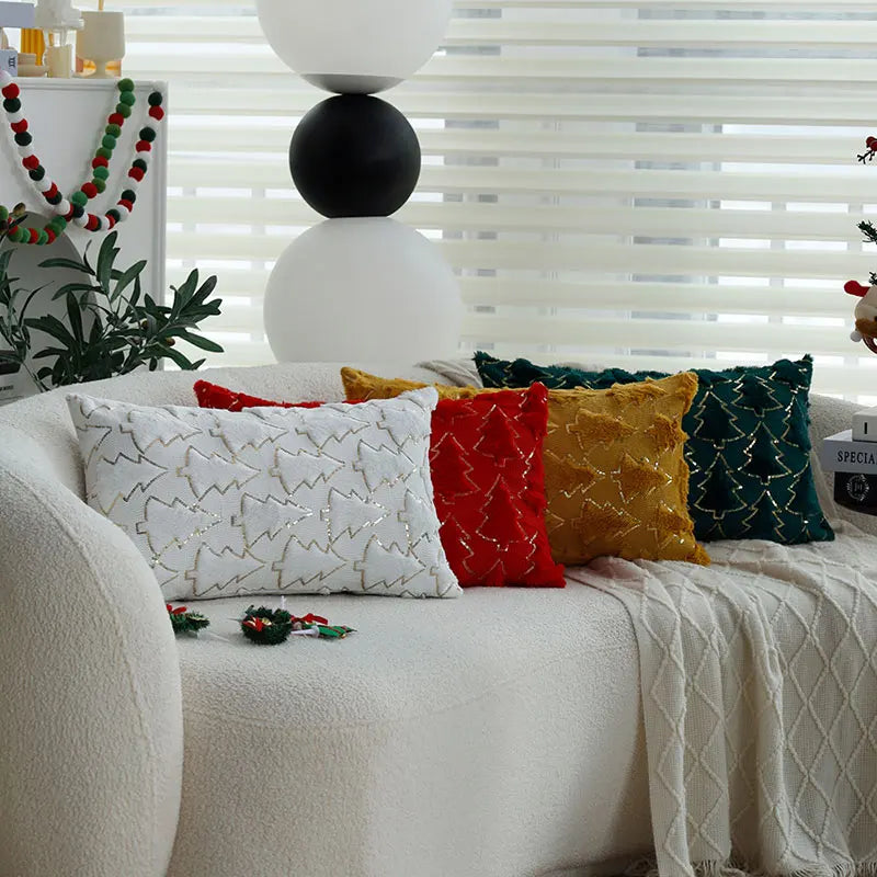 30x50 Weihnachtsbaum Plüsch dekorativer Kissenbezug Pailletten Dekokissenbezug für Wohnzimmer Sofa Schlafzimmer Weihnachtsdekoration