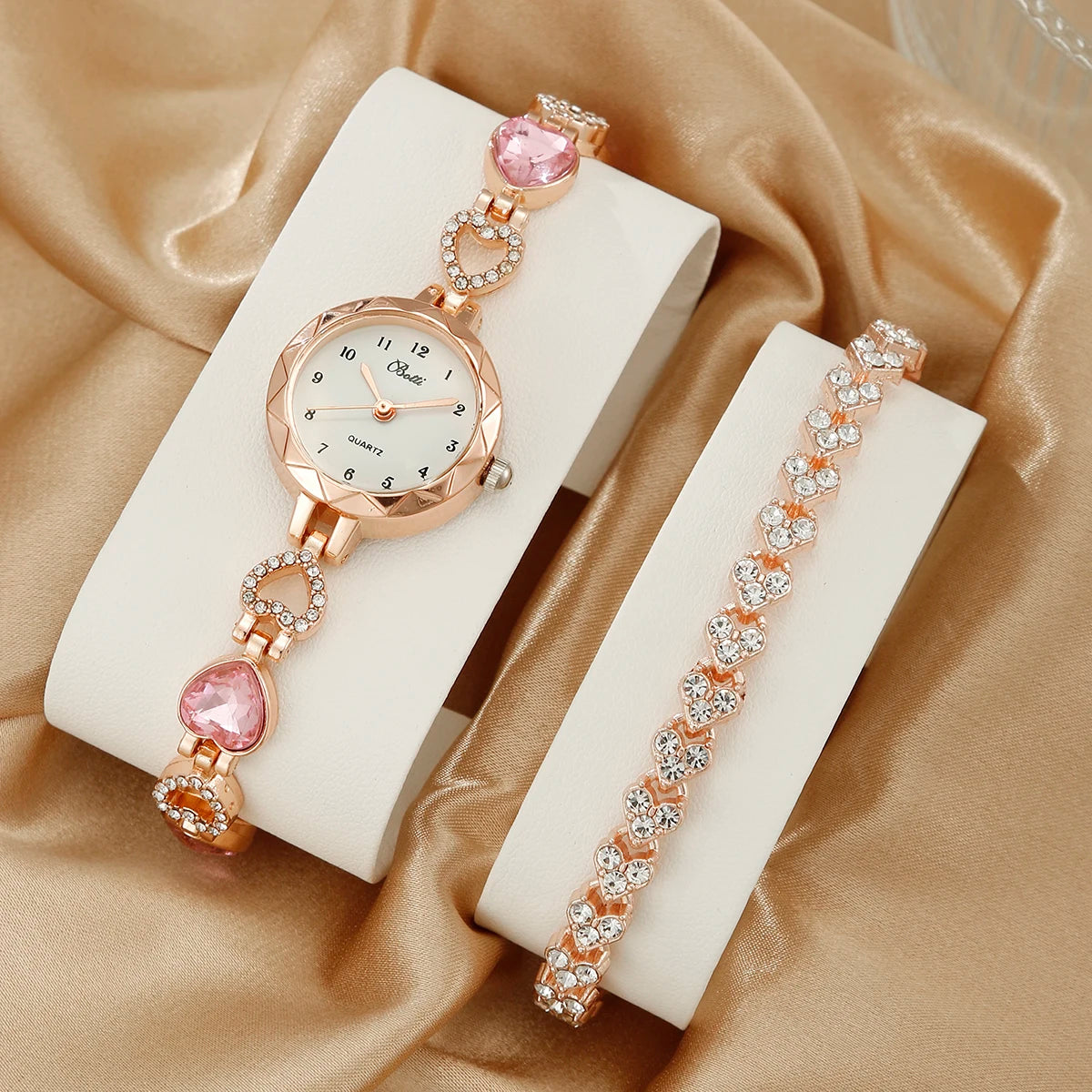 LuxusUhr Set Strass Damen Armbanduhr - 2 Stück 36mm