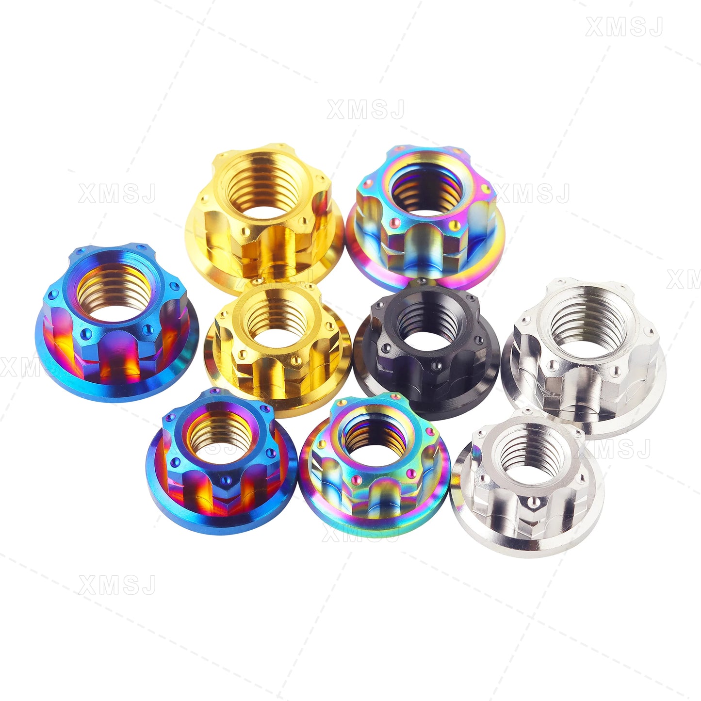 XMSJ Hex Sechseck Flansch Titan Muttern M6 M8 M10 M12 Hinterachse Sperrmutter für Fahrrad Motorrad Titan Befestigung