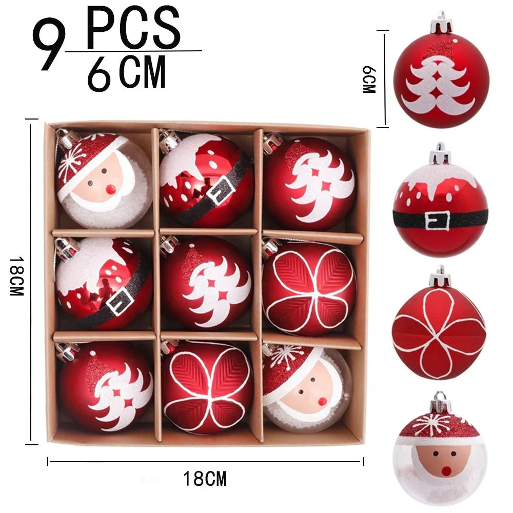 Choice Kugeln Weihnachtsmann-Motiv - Inhalt 9 Stück, Durchmesser 6 cm