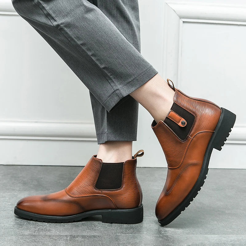Golden Sapling Chelsea Boots Slip On - Knöchelhoch, EU Größe 42, Flacher Absatz Bequem