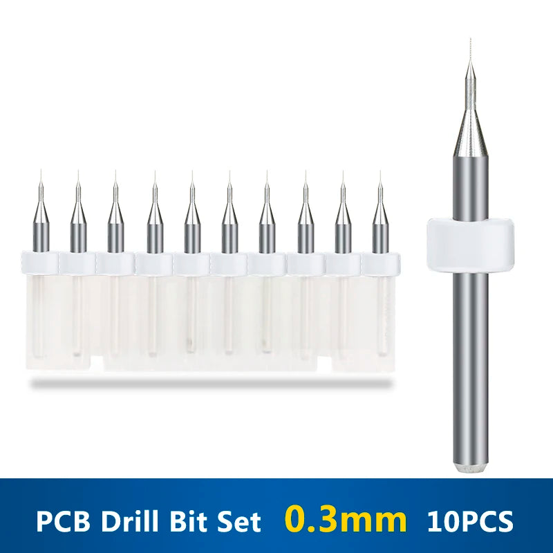 XCAN 10Stk/Set 0.3mm bis 1.2mm PCB Mini Bohrer Bit Wolfram Stahl Hartmetall für Print Schaltkreis Board CNC Bohrer Bits Maschine