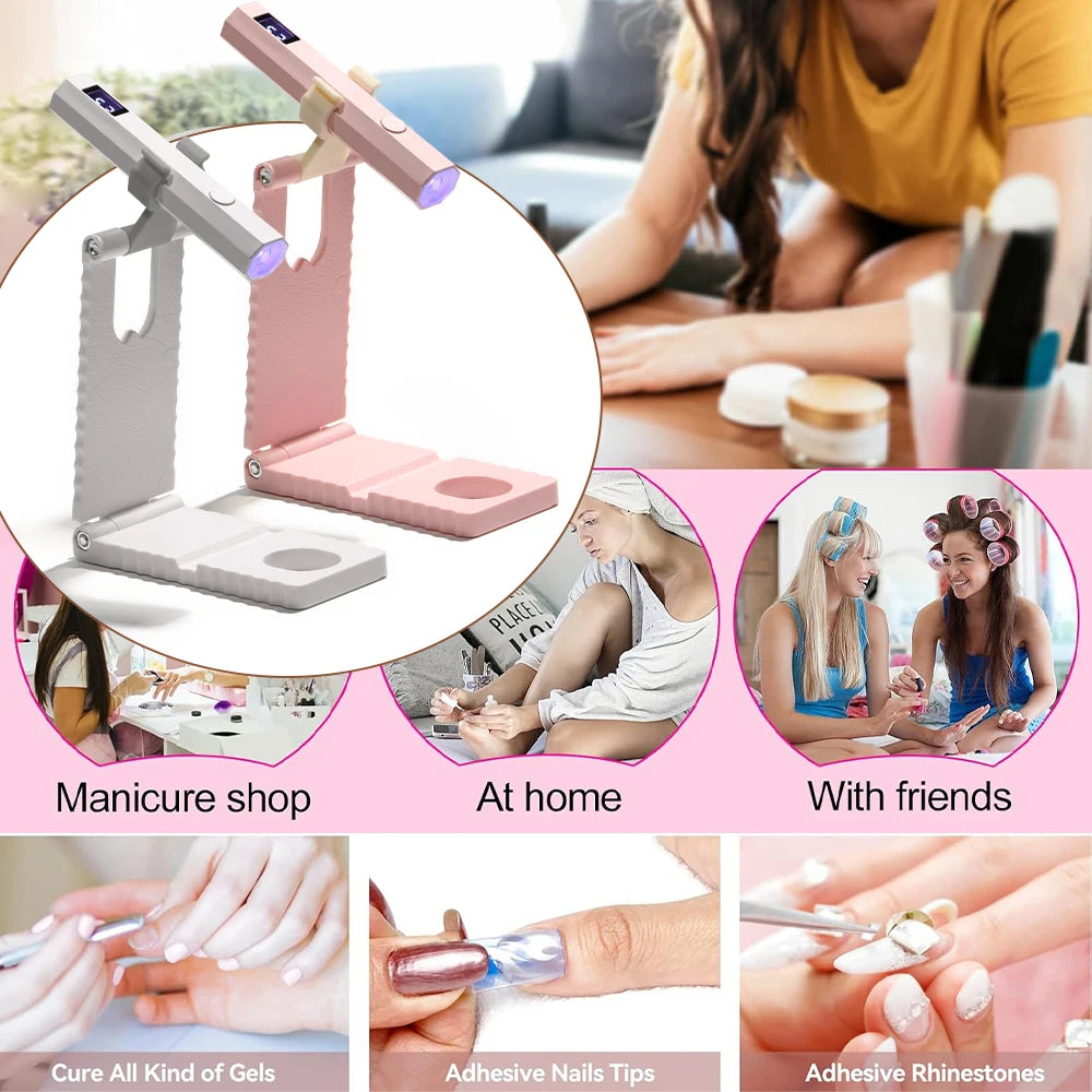 LINMANDA Minicure Handheld UV Light for Gel Nails Portable UV Nail Lamp with Stand Rechargeable Mini LED Nail Lamp Nail Dryer