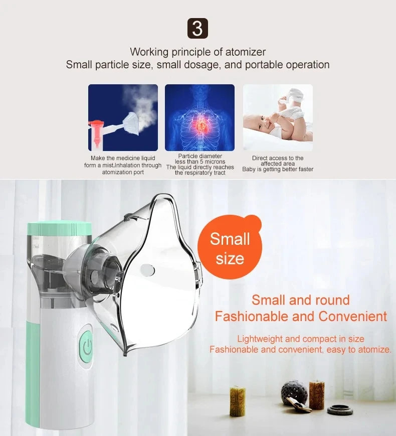 Portable Kids Adult Saving Emergency Device Nebulizer Silent Mesh Mini First Aid Kit Handheld Asthma Inhaler Atomizer Outdoor