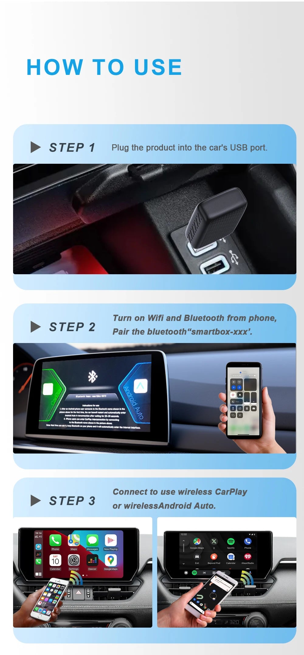 AutoLink 2in1 CarPlay Adapter - USB 5V Bluetooth Mini