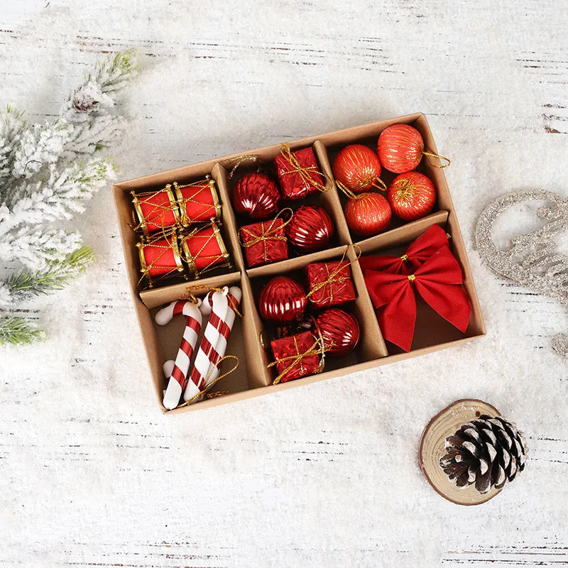 Choice Kugelset Rot-Gold Glitzer - 24 Stück, Ø2 cm