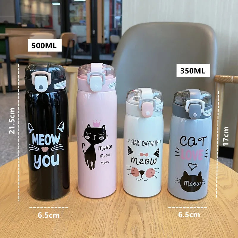 CREAWIND Cartoon Cat Vakuumflasche - Edelstahl 350/500ml