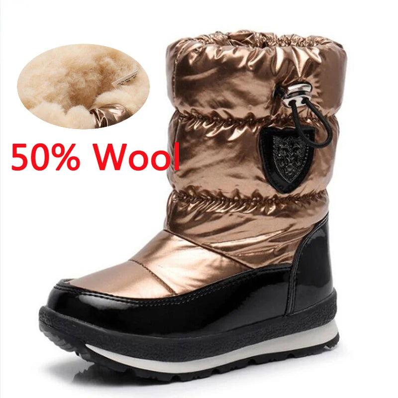 Kinder-Schneestiefel, 2025, Herbst-Winter-Wolle, warm halten, Kinderstiefel, Marke, modisch, wasserdicht, rutschfest, Baumwollschuhe für Mädchen und Jungen