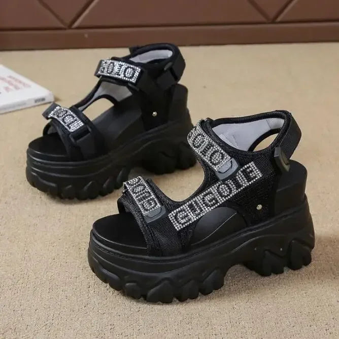 Elegant Female Shoes NEW Summer Luxury Women Sandals Thick Sole Cake Shoes With Elevated Slope Heels Roman Shoes Woman Sneakers