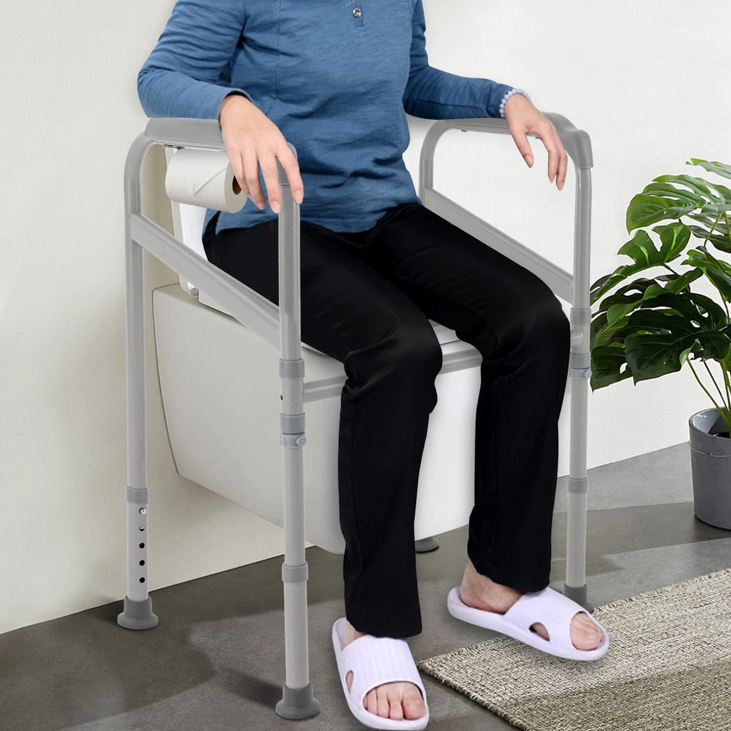 CareSafe Toiletten-Sicherheitsgeländer Verstellbar Rutschfest 56x46cm