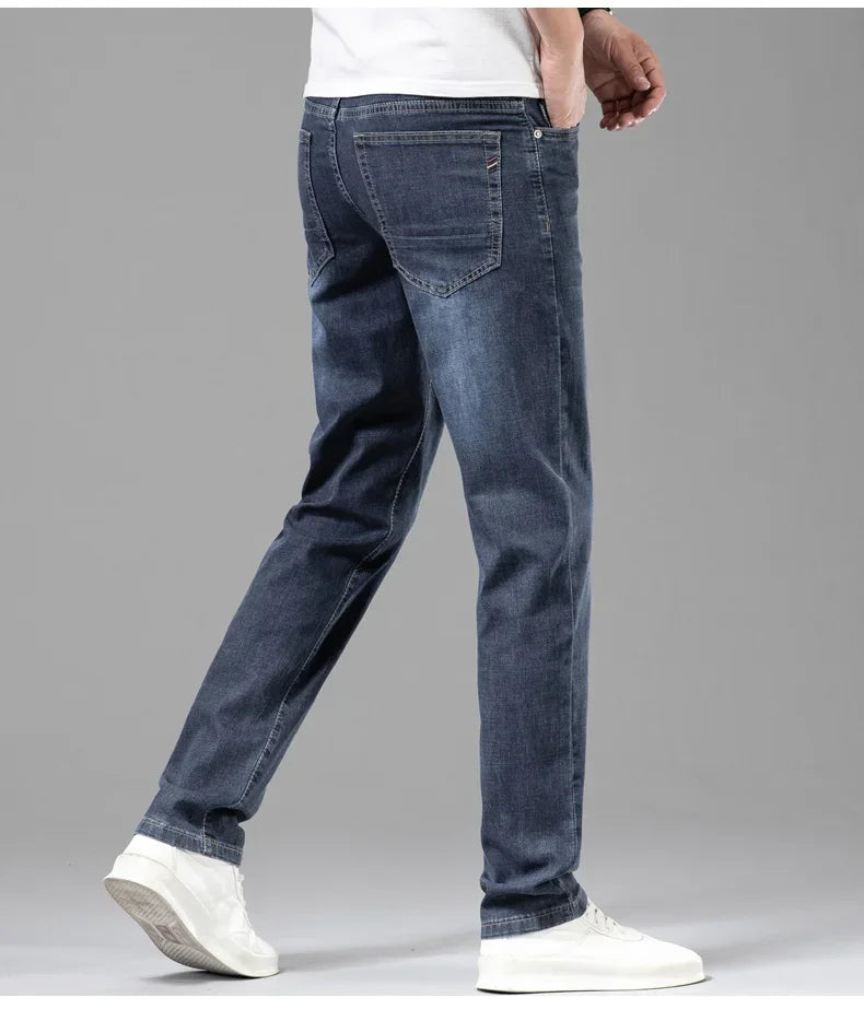 Sommer Slim Elastische Baumwolle Jeans - Gerade, Leicht
