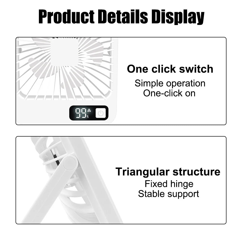 2025 New Small desktop fan USB charging Multi-scene use Car fan Camping fan Home office portable quiet outdoor simple summer fan