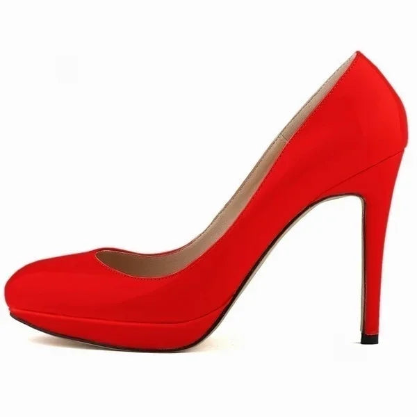 Women Stilettos Elegant Platfrom Pumps Sexy 11cm Round Toe High Heels Shallow Lady Office Party Wedding Shoes Large Size 43