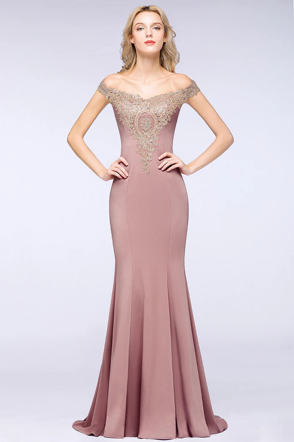 Women Mermaid Bridesmaid Dress For Wedding Party Long Lace Applique Off Shoulder Evening Prom Formal Gowns Floor Length Vestidos
