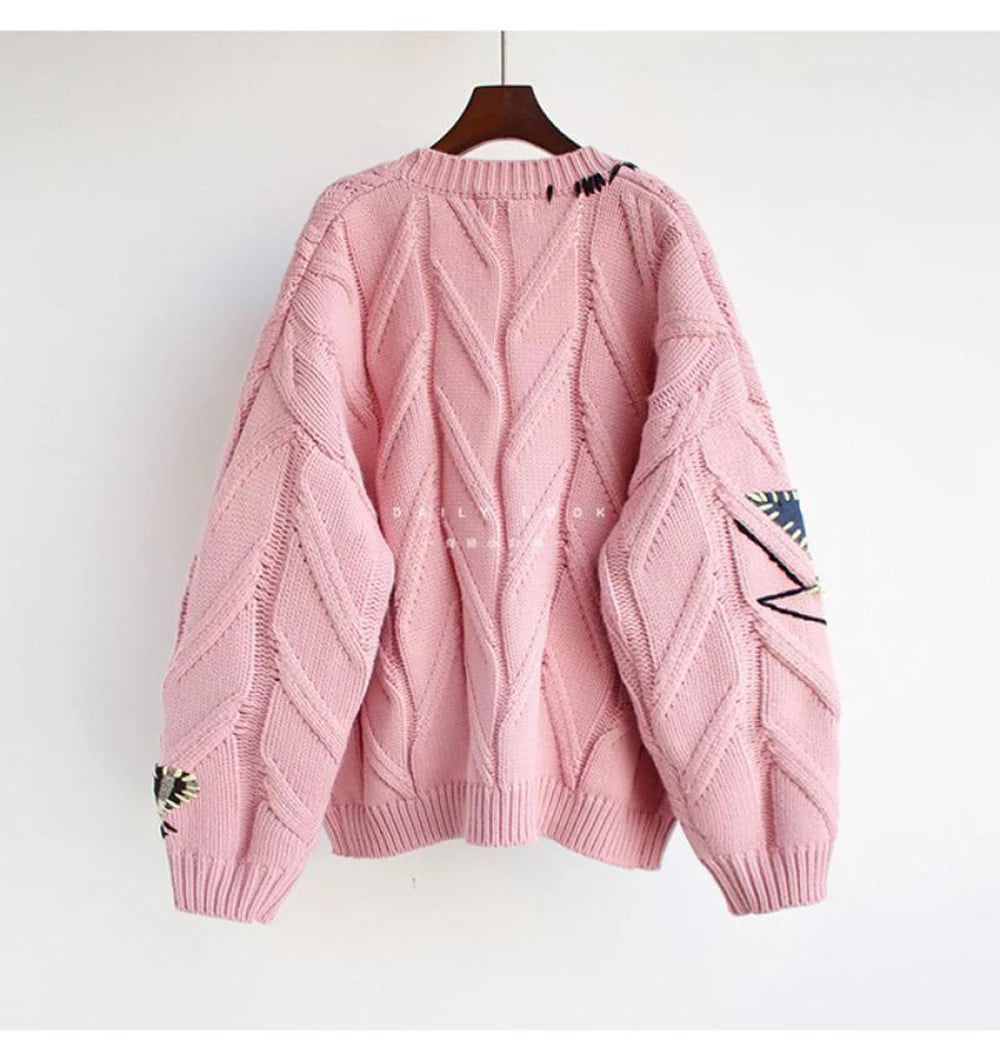 WonMiracle V-Neck Strickjacke Cardigan - Polyester Größe L