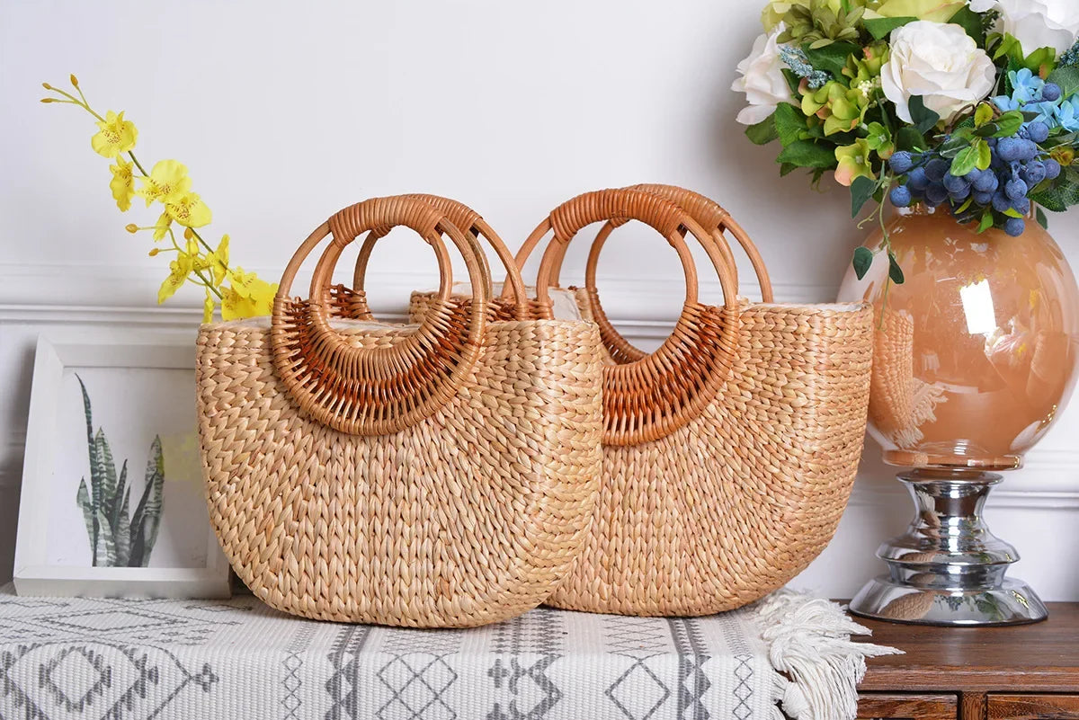 Beach Bag Women 2022 Summer New Elegant Woven Straw Bags Female Bohemia Knitted Large Tote Handbag Vacation Casual