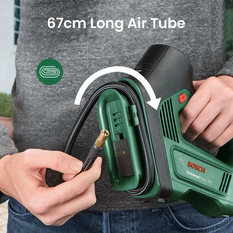 Bosch 18V Universal Air Pump Cordless Electric Air Compressor for Car Motorcycle Bicycle Tire Inflator with Air Pressure Display