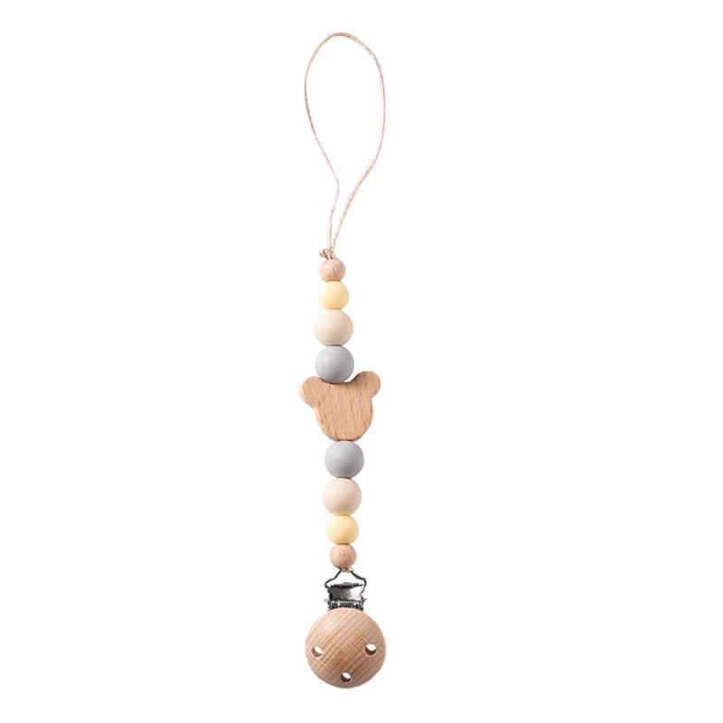 Baby Pacifier Chain Star Customizable Beads Wooden Pacifier Clips BPA Free Handmade Holder Chain Infant Nursing Teether Chain