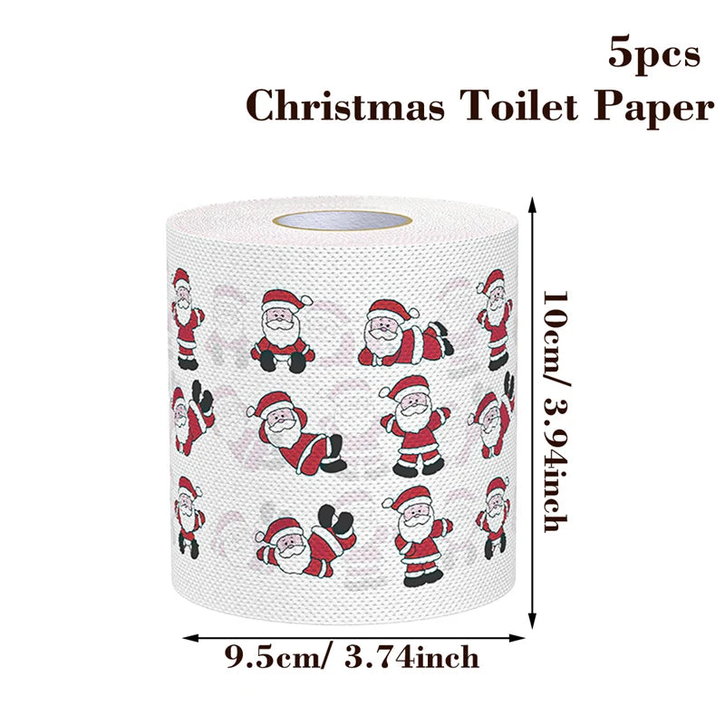 1/5pcs Happy 2026 New Year Christmas Toilet Roll Paper Xmas Tissue Roll Kitchen Home Decoration Holiday Party Supplies