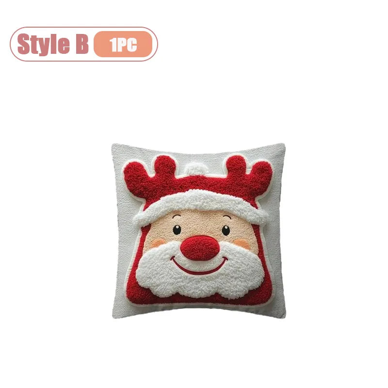 Christmas Pillow Cover Snowman and Reindeer Digital Print Sofa Cushion for Home Office and Living Room Festive Decoration