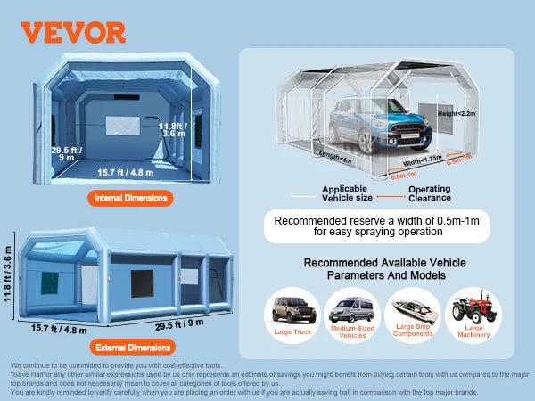Professionelle Lackierkabine 2025: VEVOR Inflatable Paint Booth mit leistungsstarken Blasern und Luftfilter-System. Portables Auto-Lackier-Booth für die deutsche Automobilindustrie