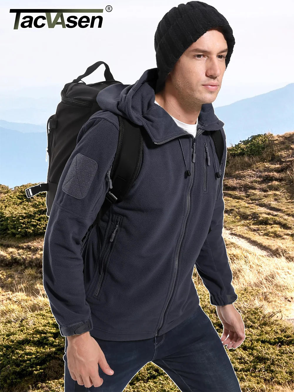 Tacvasen Kapuzen-Fleecejacke - winddicht, warm, Gr. S-XXL