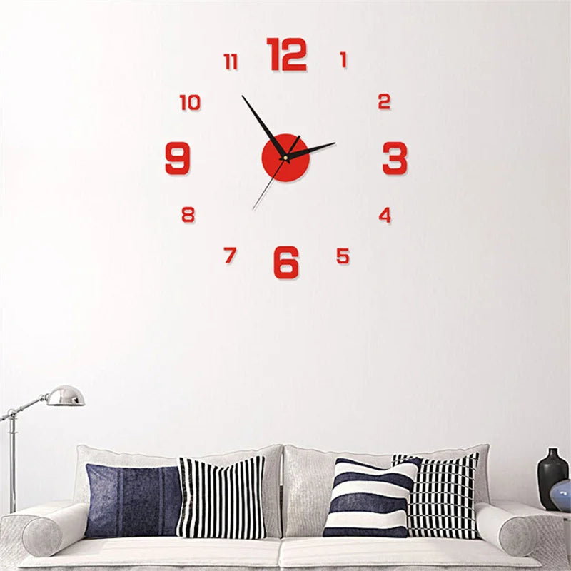 Wall Clock Large Watch Horloge Murale 3d Diy Acrylic Mirror Stickers Quartz Duvar Saat Klock Modern Mute Alarm Clock