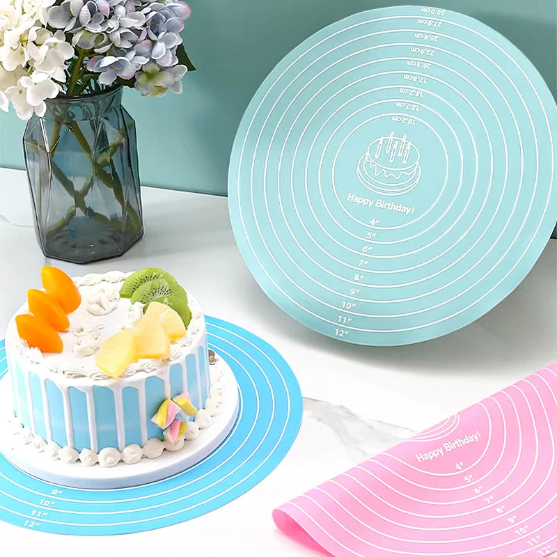 FAIS DU Cake Turntable Pat Silicone Baking Mat For Cake with Size Non-stick High Temperature Resistant Bake Tool Kitchen Gadget