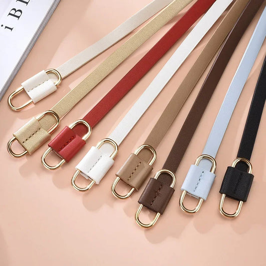 Metal Buckle Thin Stretchy Waist Belt Striped Elastic Waistband Elegant Women Girdle Female Belt Fashion Apparel Accessories New