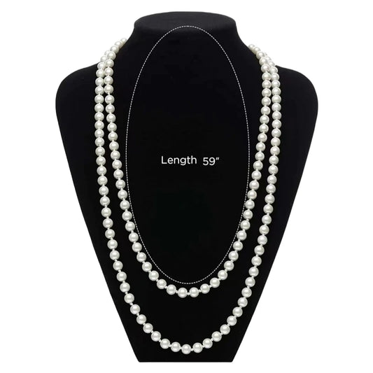 Fashion Faux Pearls Pendants 1920s Beads Cluster Long Pearl Necklace for Costume Women Party Jewelry 59" Gatsby Accessories