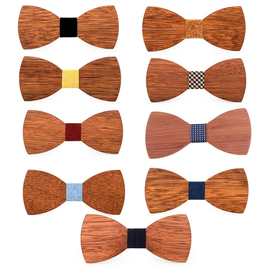 Novelty Design 3d Wooden Tie Pocekt Square Cufflinks Fashion Wood Bow Tie Wedding Dinne Handmade Corbata Wooden Ties