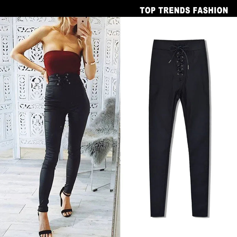 FujianCraft Leggings High Waist - Vollänge Elastisch Denim