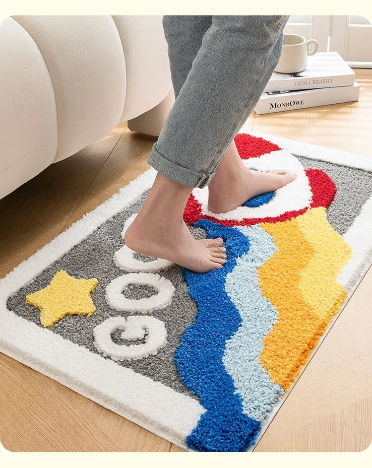 Cartoon Doormat Home Entrance/Hallway Tufted Rug Creative Design Non-Slip Bathroom Carpet Water Absorb Kitchen Rug Kids Bedroom