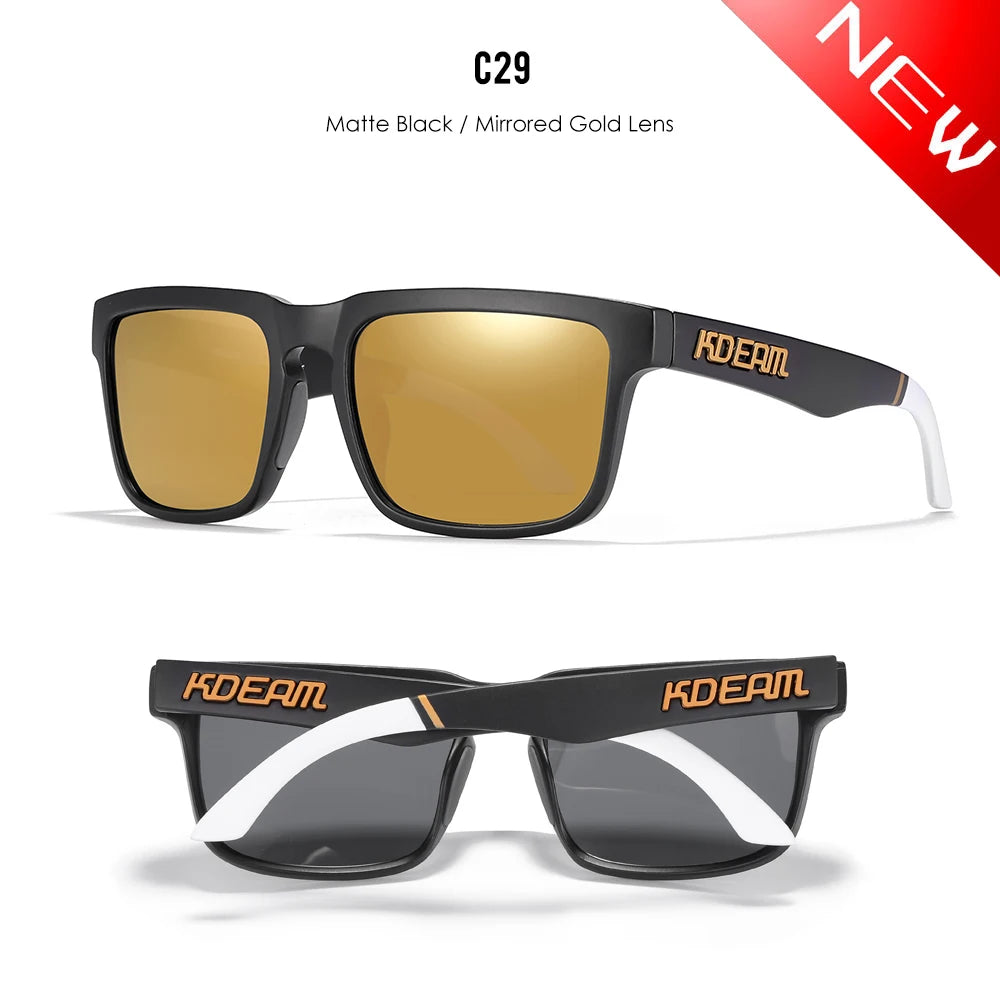 KDEAM Herren Polarisierte Sonnenbrille Quadratisch Casual Outdoor Sonnen Brille Frauen Unisex Sonnenbrille für Paare mit Neuer Verpackung