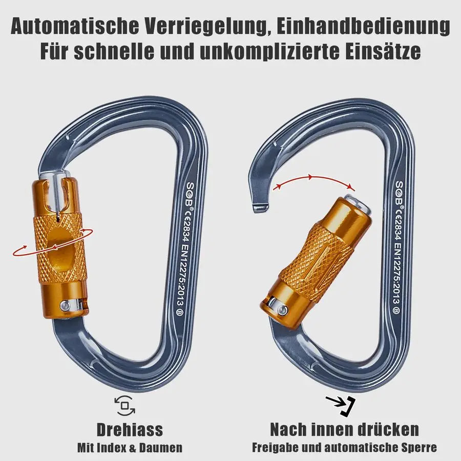 NONEM Karabinerhaken Aluminium 7075 - Bruchlast 28 kN EN12275 by Golden Bridge Store
