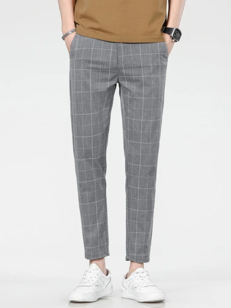 Herren-Karo-Hose 2025: Business-Casual Travel-Slim - Europe-US Style Collection