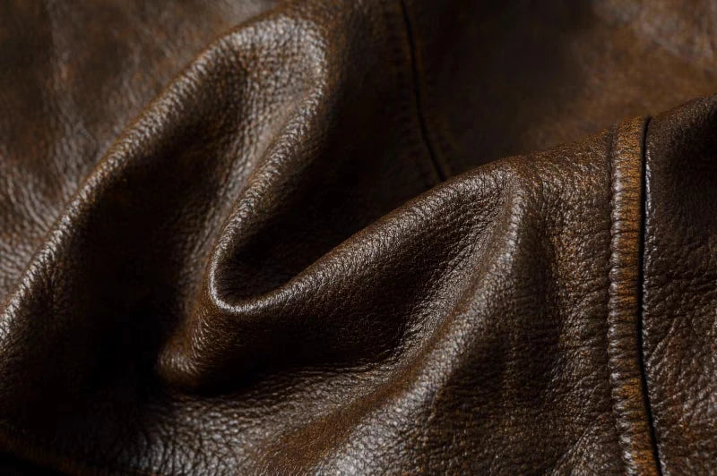 Men's Genuine Leather Jacket Natural Cowhide Hunting Jacket First Layer Cowhide American Retro Motorcycle Jacket Short Jacket