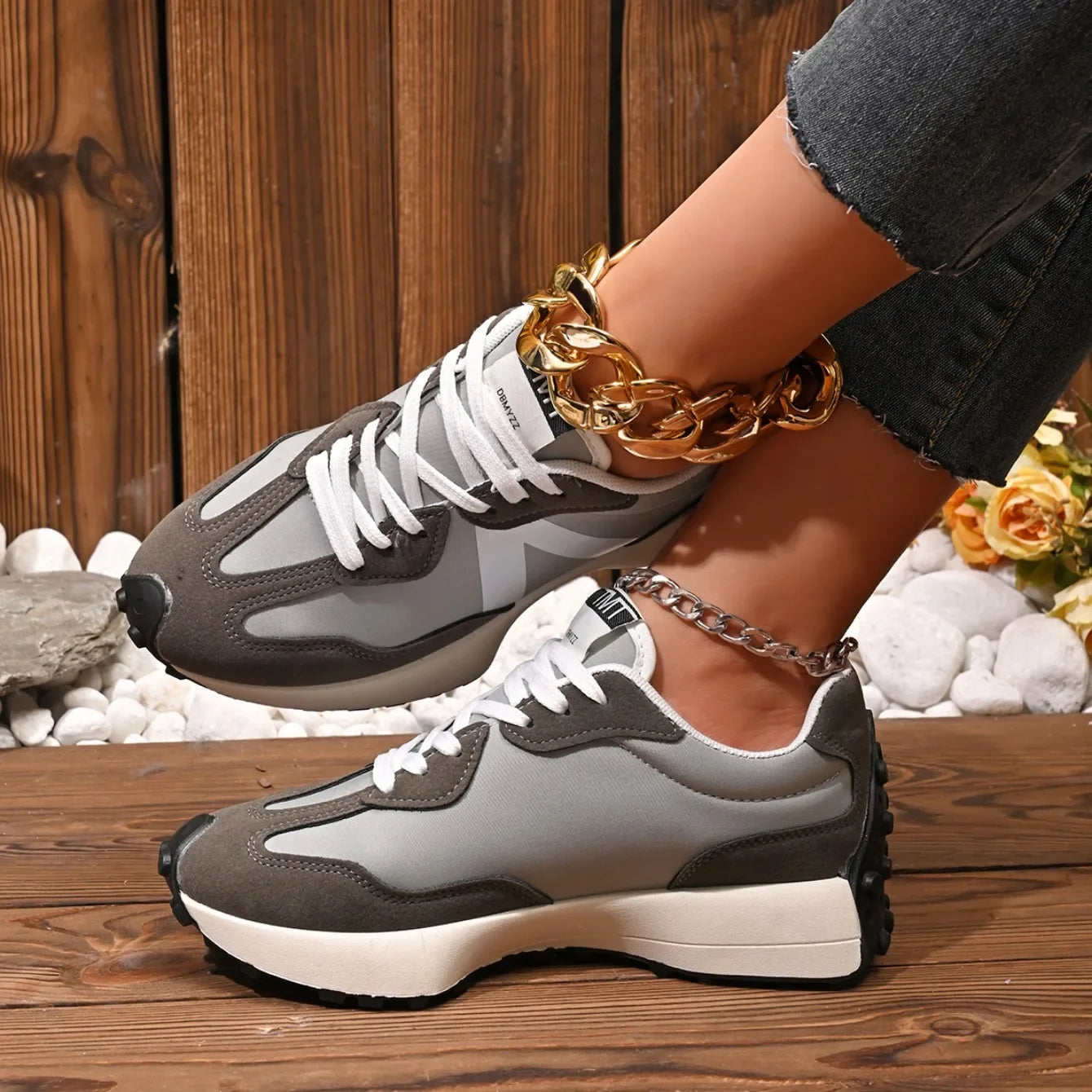 Meilecheng Damen Sneakers Bequem - Rutschfest PU Innensohle