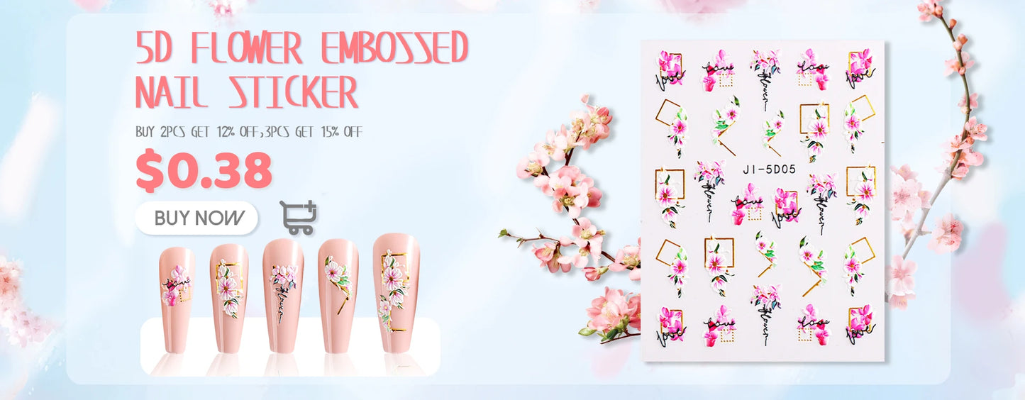 GL5D-K256 5D Sonnenblumen Nagelsticker - Herbstdesign Prägung
