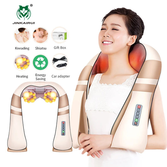 JinKaiRui U Form Elektrisch Shiatsu Körper Schulter Nacken Massagegerät Rücken Infrarot 4D Knetmassage Auto Heim Bestes Geschenk Gesundheitspflege