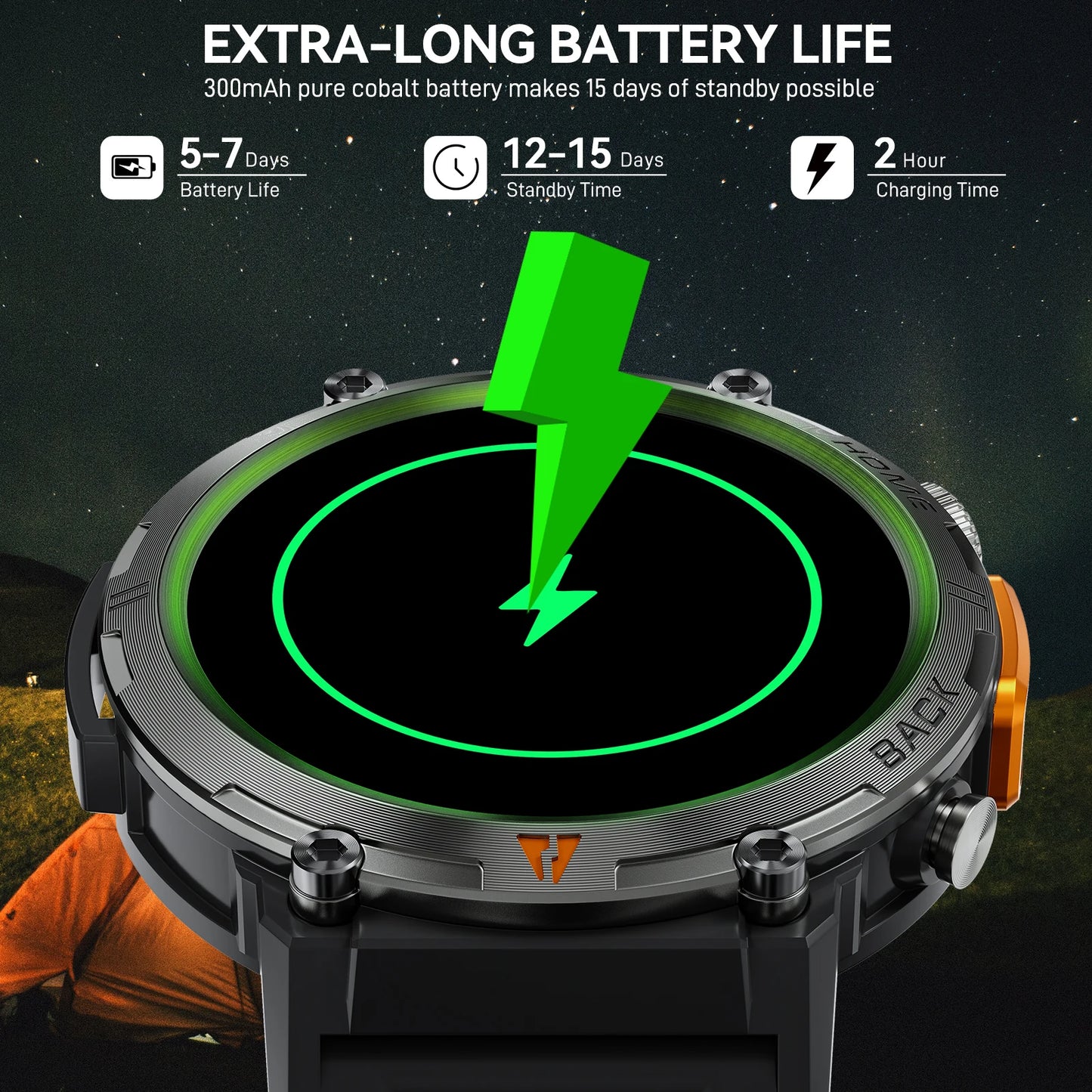 LaNikar 2025 KE3 Smartwatch - Bluetooth Anruf Herren Vollbild Touchscreen Gesundheitsmonitor Stahlring