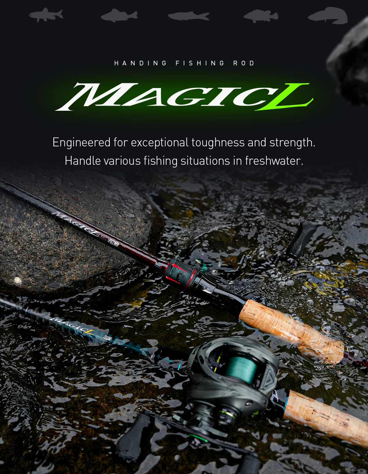 Angelrute 2025: HANDING Magic L Spinning Casting - 1.98-2.44M Bass Fishing Pole Collection