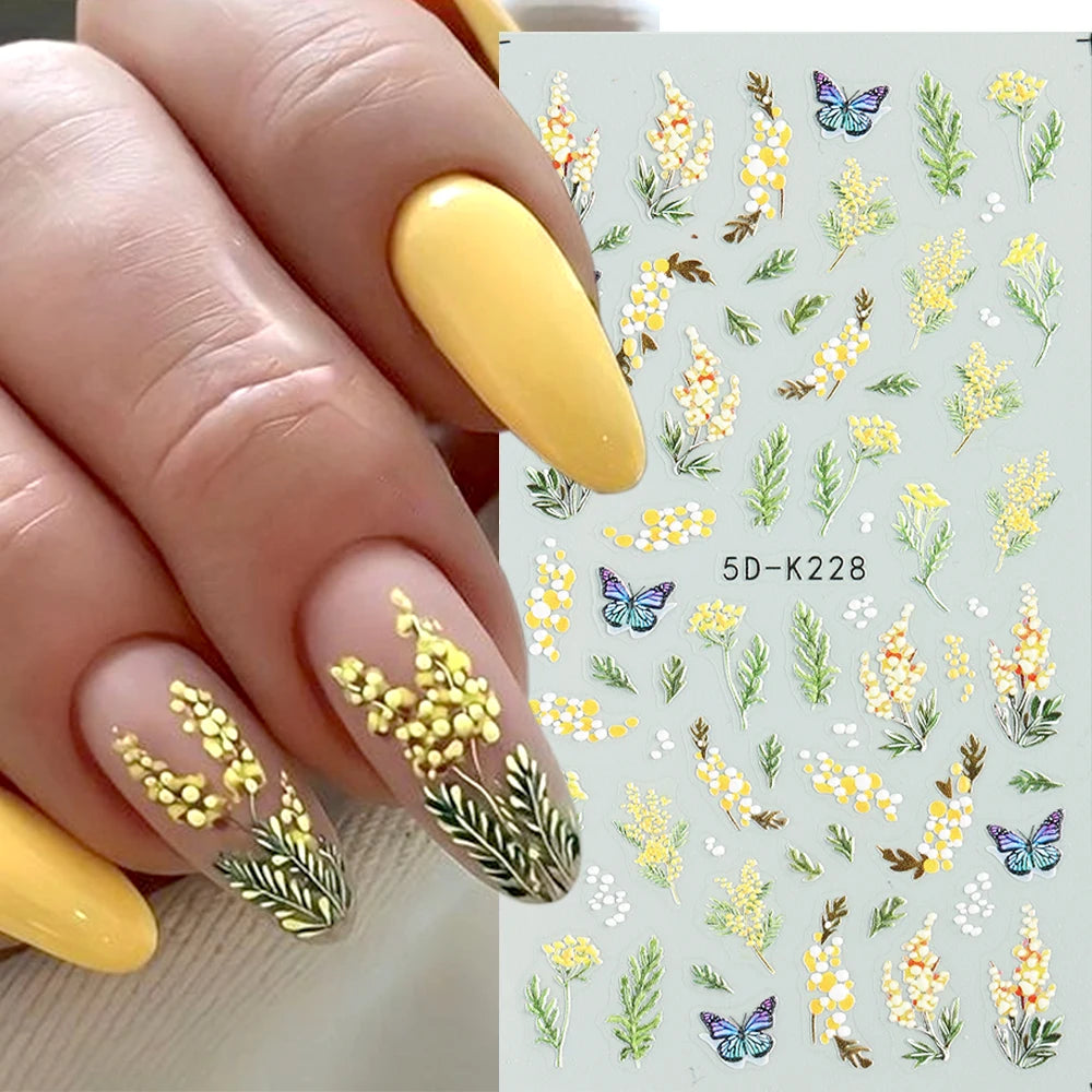 GL5D-K256 5D Sonnenblumen Nagelsticker - Herbstdesign Prägung