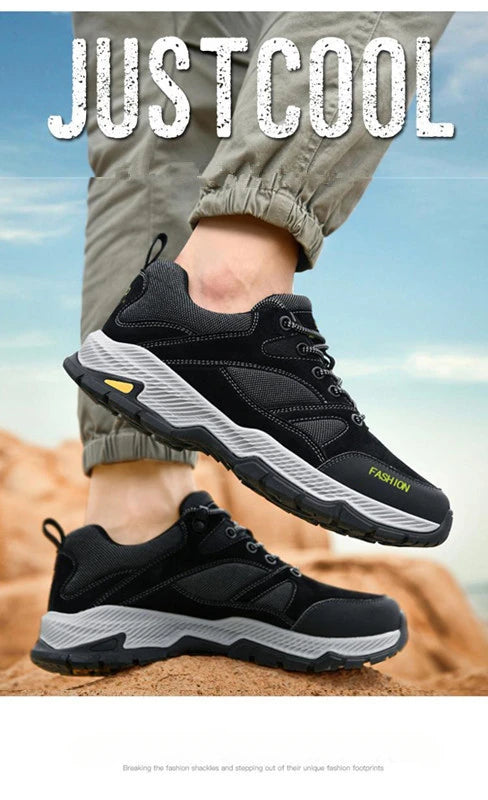 Men Sneakers Casual Breathable Hiking Walking Shoes Man Outdoor Fashion Leather Anti-slip Climbing Trekking Sneakers Footwears