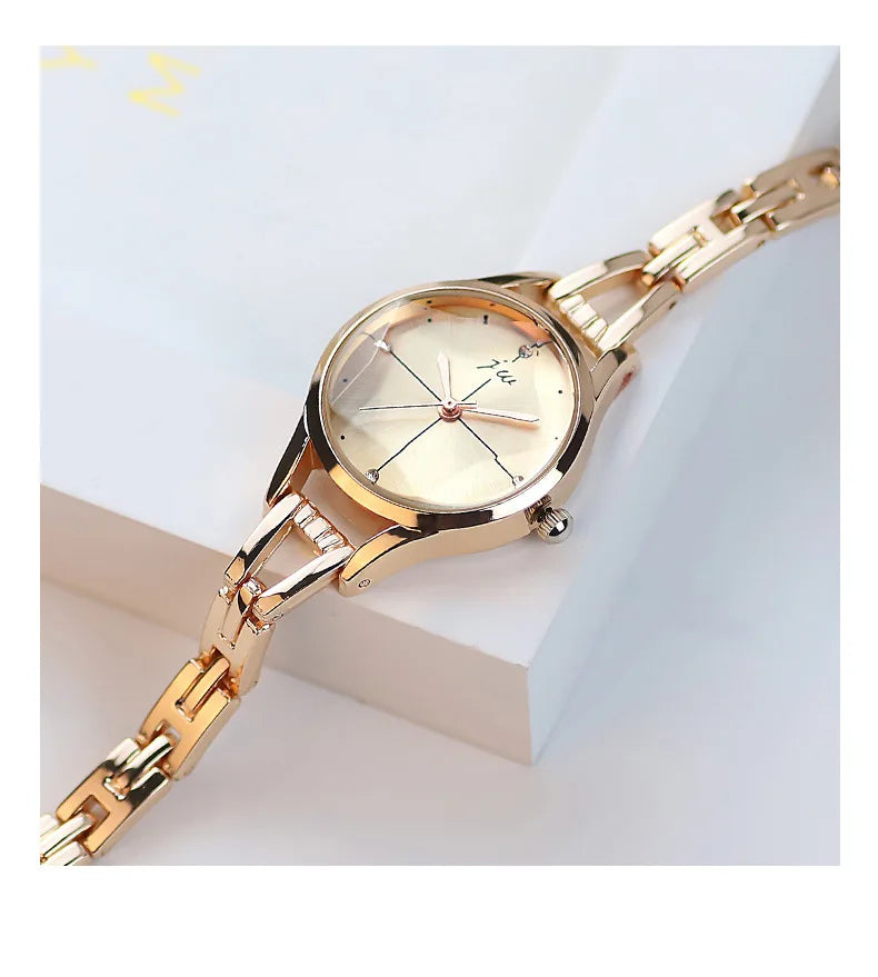 Retro Strass Uhr 2025 - Frauen Armband Uhren Elegant Roségold - Damen Luxus Quarz Armbanduhr Relojes Para Mujer