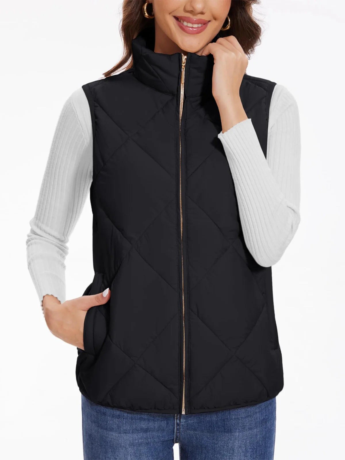 TACVASEN Steppweste Damen gefüttert - 4 Taschen, 95%